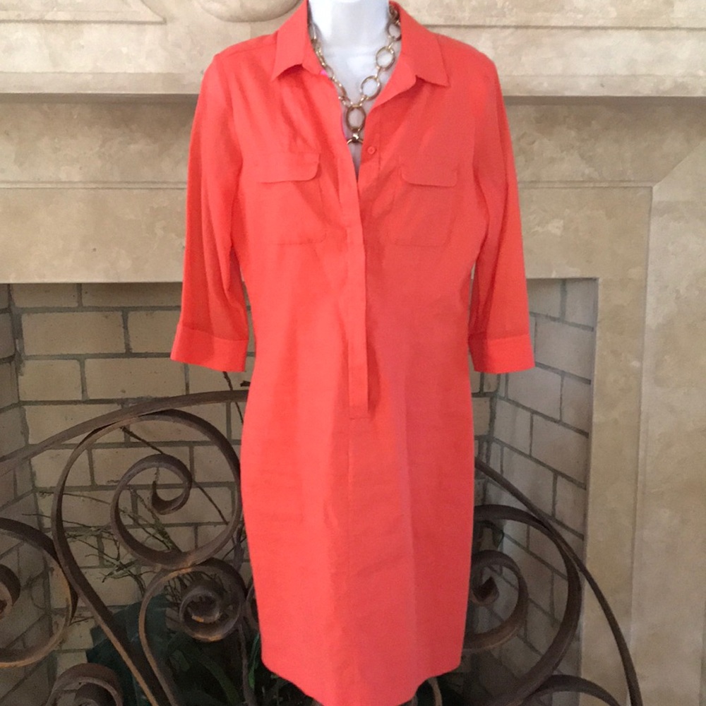 Orange Elie Tahari 3/4 Sleeve Dres